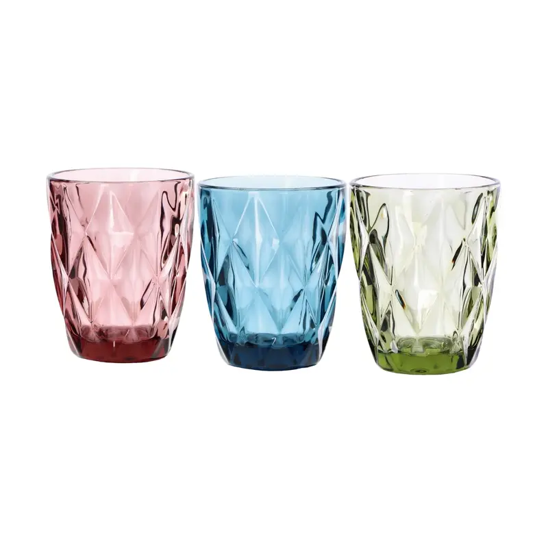 Set 3 Bicchieri Isaac in Vetro Colorato Vintage - 26cl, 8x10cm