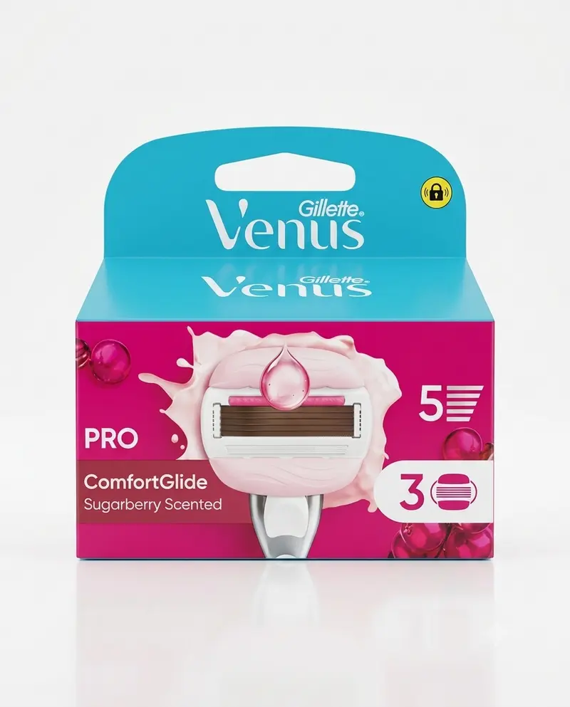 Set 3 Ricariche Gillette Venus ComfortGlide Sugarberry – 5 Lame con Tecnologia Olay e Profumazione Sugarberry – Protezione Pelle Secca