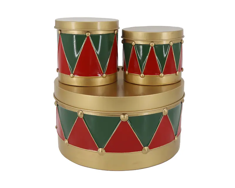 Set 3 Scatole Natalizie Decorative Tamburo