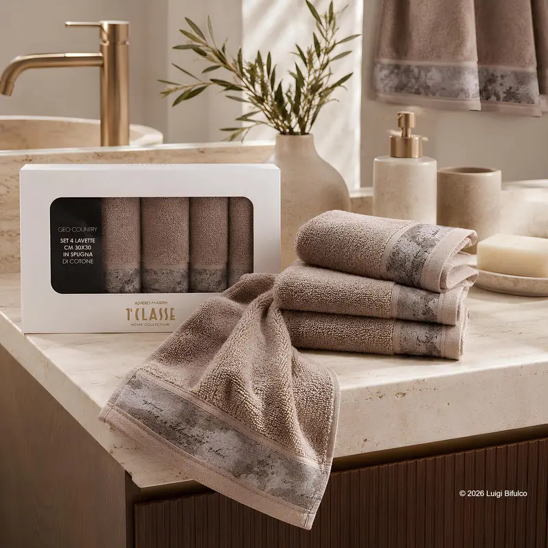 Set 4 Lavette Alviero Martini Prima Classe Geo Country Tortora 30x30 cm