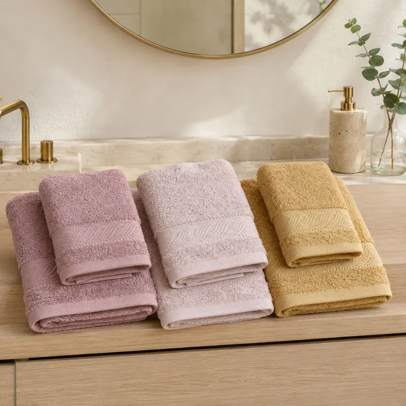 Set 6 Asciugamani Viso e Ospite Rebecca Home Onda in Cotone 470 g/m²