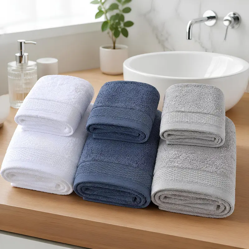 Set 6 Asciugamani Viso e Ospite Rebecca Home Strabattuto in Cotone 470 g/m²