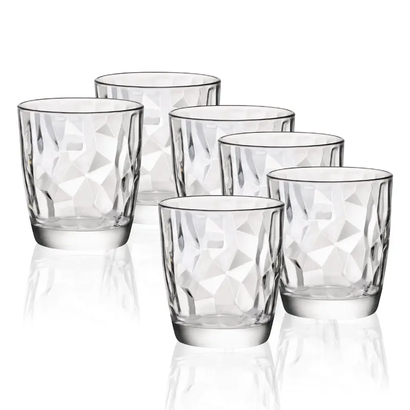 Set 6 Bicchieri Acqua Bormioli Rocco Diamond 30 cl - Bicchiere in Vetro Trasparente con Effetto Diamante - Made in Italy