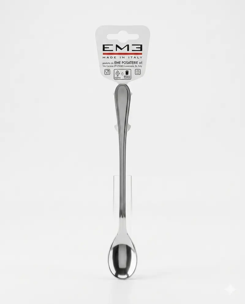 Set 6 Cucchiaini Bibita EME City 201 mm – Posate Professionali in Acciaio Inox 18/10 Finitura Lucida – Made in Italy