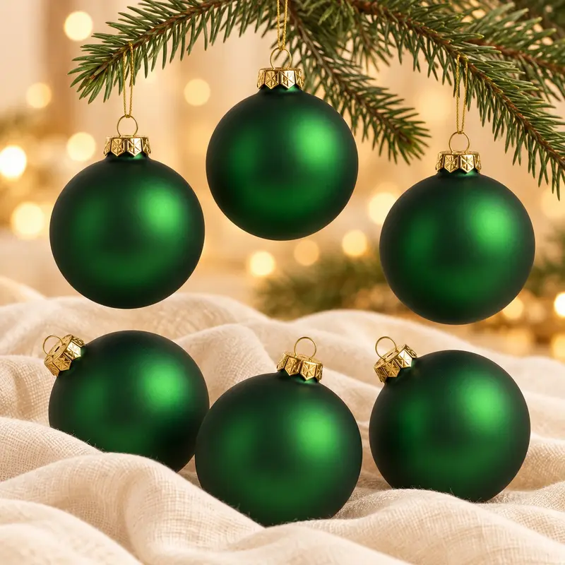 Set 6 Palline di Natale Verde Opaco – Goodwill, Ø 7cm