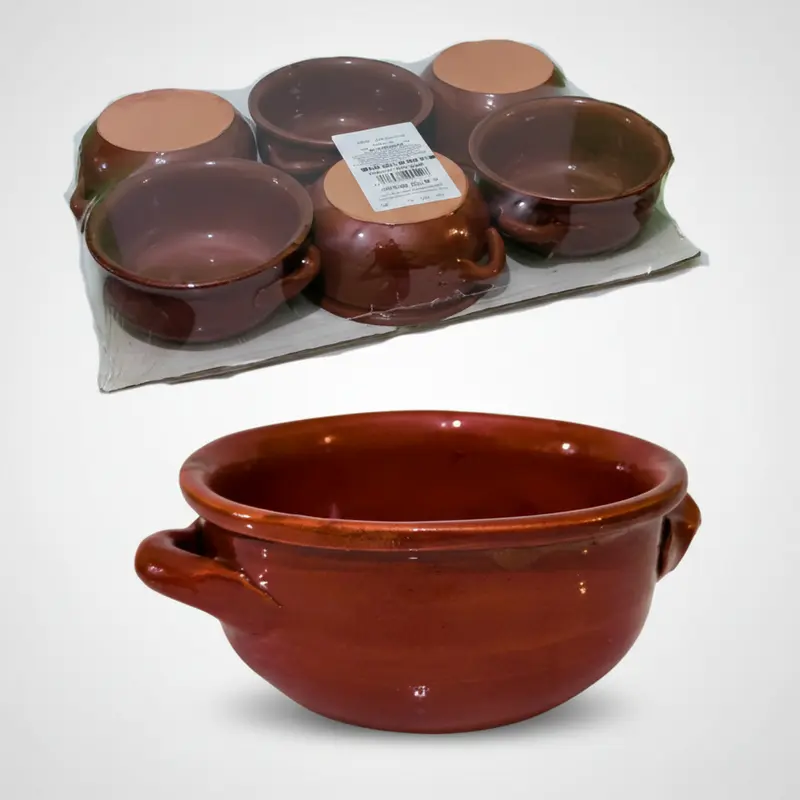 Set 6 Tegamini in Creta e Terracotta Ø 14cm "Cucina della Nonna" | Casseruoline Monoporzione per Zuppe, Legumi e Gratin | Diffusione del Calore Omogenea | Design Artigianale Rustico