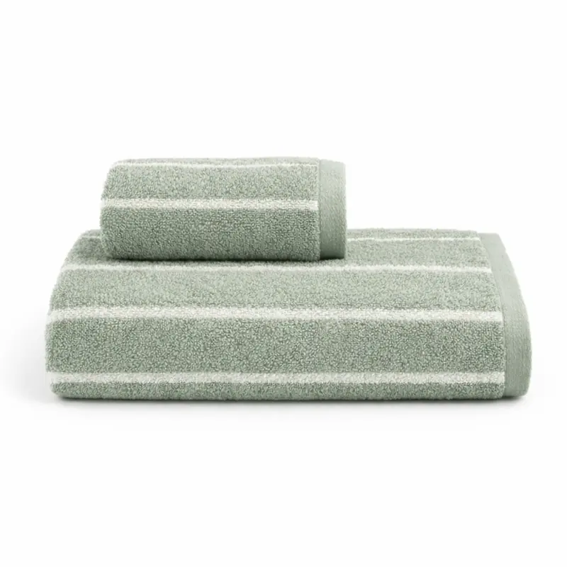 Set Asciugamani 1+1 Galizzi Saint Louis in Cotone Jacquard 550 GSM – Verde Salvia Made in Italy