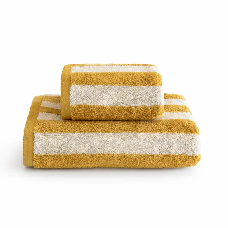 Set Asciugamani 1+1 Galizzi Savannah in Cotone Jacquard 550 GSM – Giallo Ocra Made in Italy