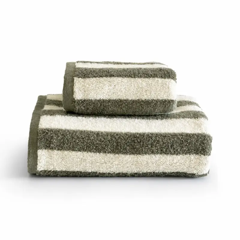 Set Asciugamani 1+1 Galizzi Savannah in Cotone Jacquard 550 GSM – Salvia scuro Made in Italy