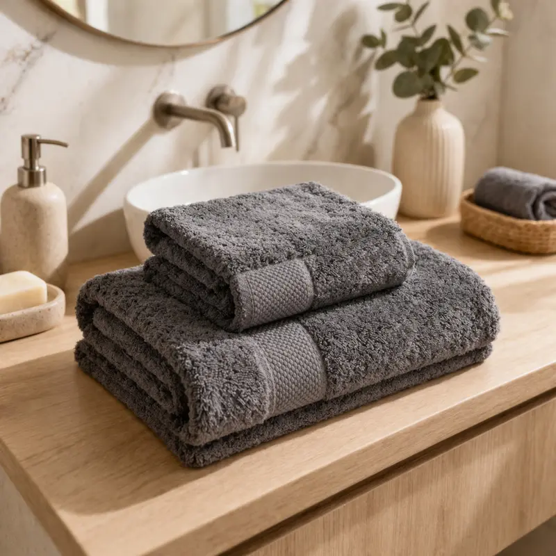 Set Asciugamani 1+1 Viso e Ospite Galizzi Ranger Plus in Cotone 620 GSM Made in Italy – Spugna Alta Assorbenza con Balza Jacquard – Grigio
