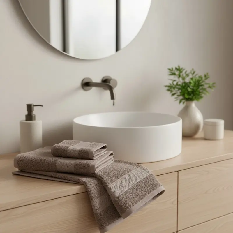 Set Asciugamani 1+1 Viso e Ospite Galizzi Ranger Plus in Cotone 620 GSM Made in Italy – Spugna Alta Assorbenza con Balza Jacquard – Tortora