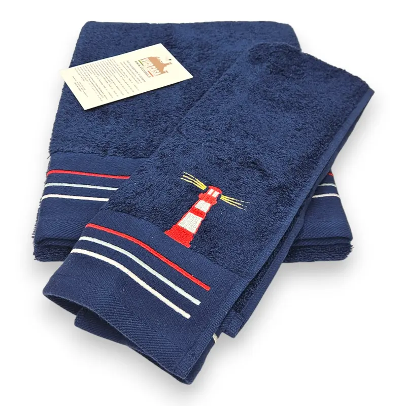 Set asciugamani bagno FARO marino, modello OMC | 100% cotone