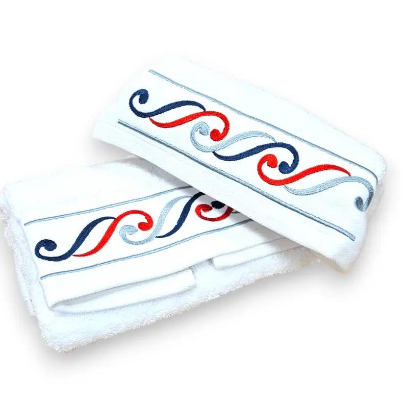 Set asciugamani bagno modello onde marine, RED Sea | 100% cotone