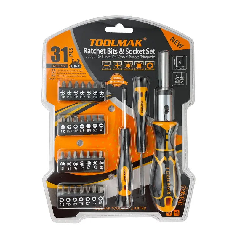 Set cricchetto con inserti e bussole 31 pezzi Toolmak