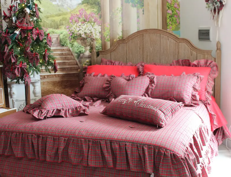 Set Letto Tartan Merry Christmas - 300GSM, Realizzato totalmente a mano