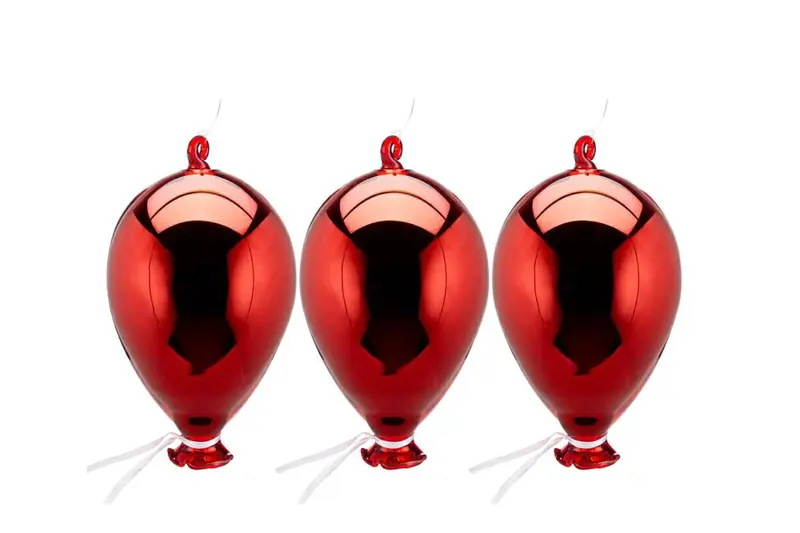 Set Palloncini Natalizi in Vetro Rosso Brillante