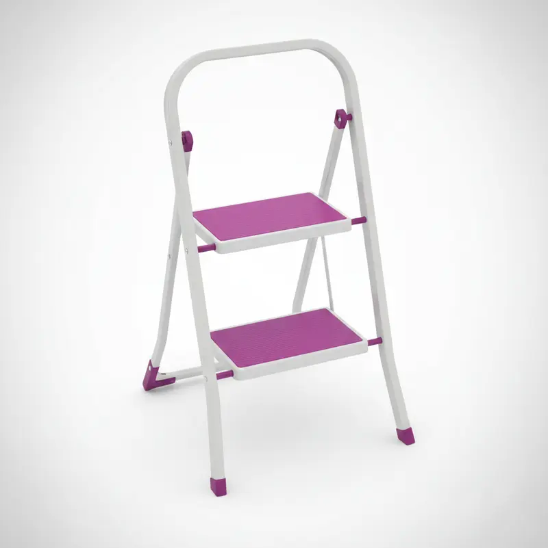 Sgabello Framar Slimmy 2 | Scala Pieghevole in Acciaio Verniciato | 1 Scalino + Pedana | Portata 150 kg | Fermo di Sicurezza e Piedi Antiscivolo