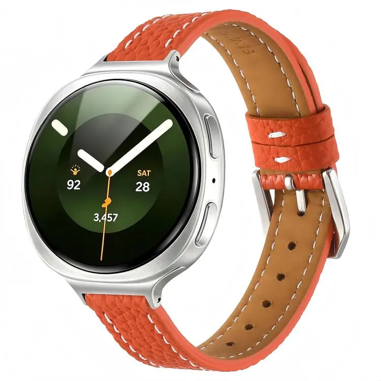 Slim Lychee Texture Pin Buckle Genuine Leather Watch Band, For Galaxy Watch9 / 8 / 8 Classic