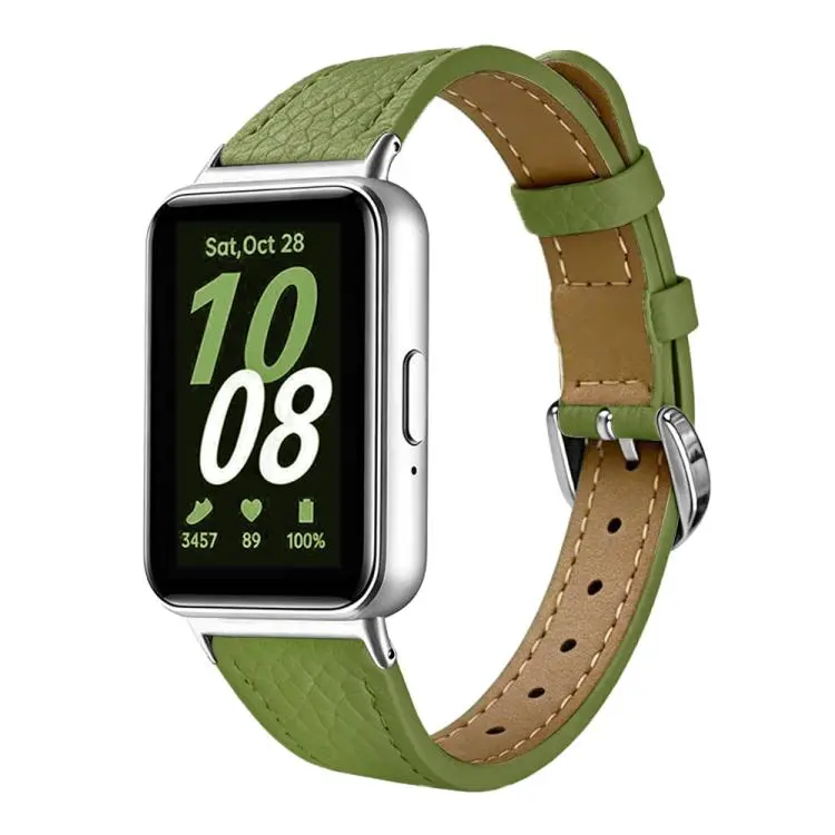 Slim Lychee-Textured Genuine Leather Watch Band, For Galaxy Fit3