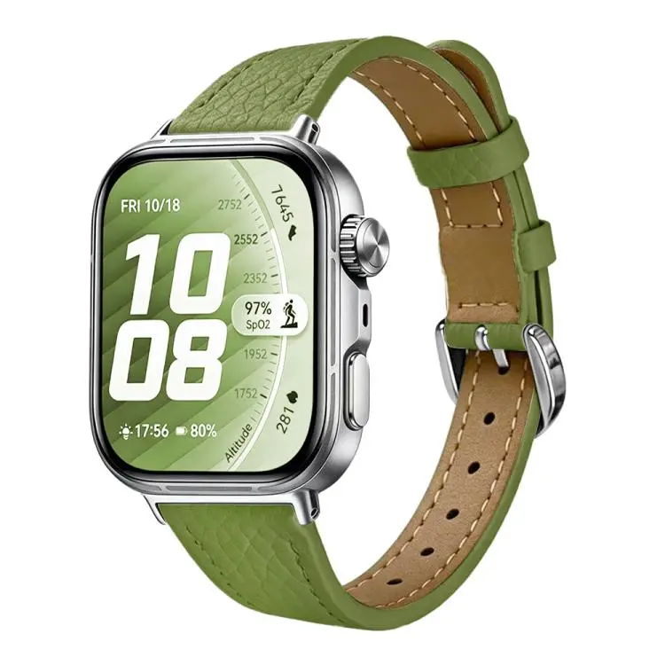 Slim Lychee-Textured Genuine Leather Watch Band, For Huawei Watch Fit 5 Pro / Fit 5 / Fit 4