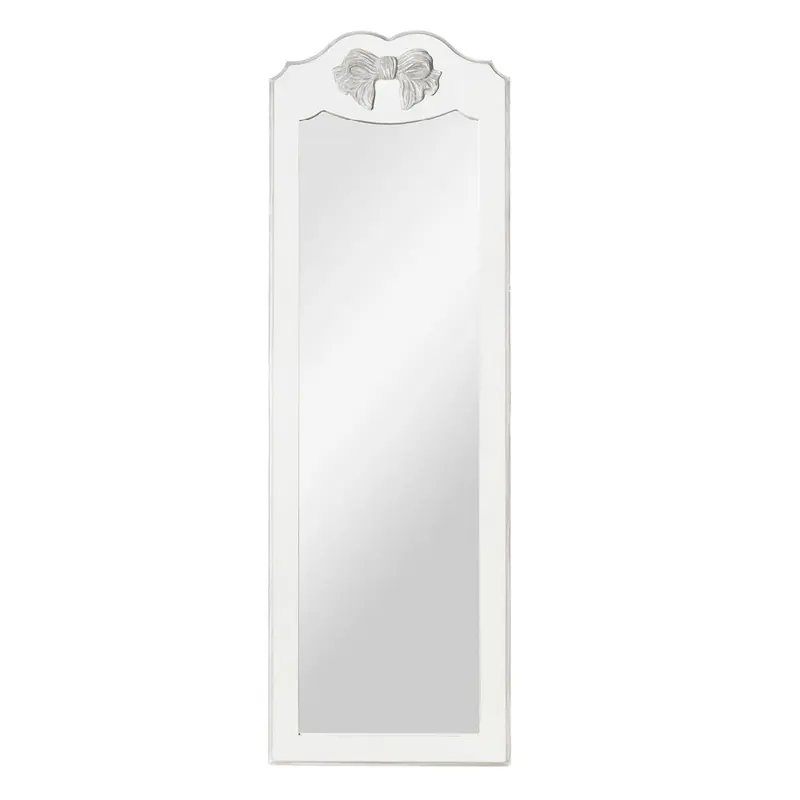 Specchiera da Appoggio Bianca con Fiocco e Cornice in Legno by L'Arte di Nacchi, 57x170 cm