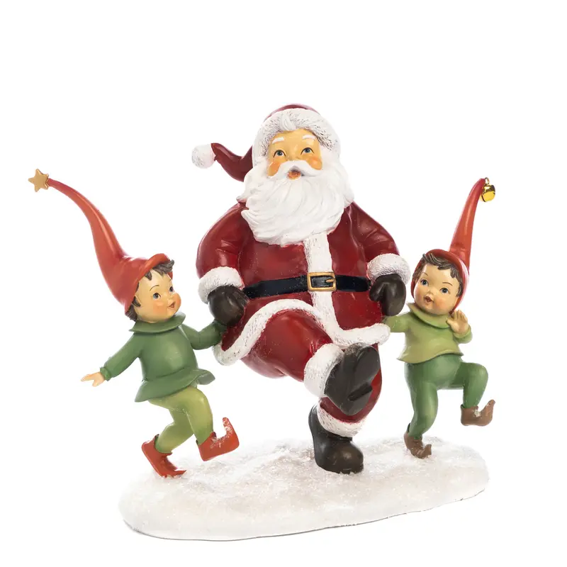 Statuina Natalizia Babbo Natale Ballerino con Elfi – Goodwill, 26cm