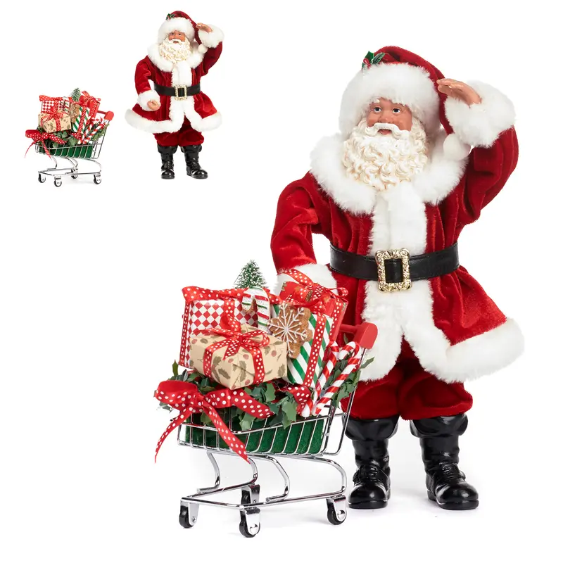 Statuina Natalizia Babbo Natale con Carrello – Goodwill, 27cm