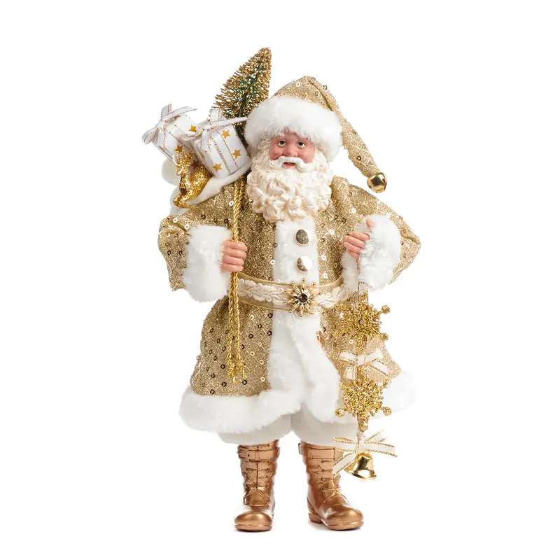 Statuina Natalizia Babbo Natale Dorato con Albero – Goodwill, 28cm