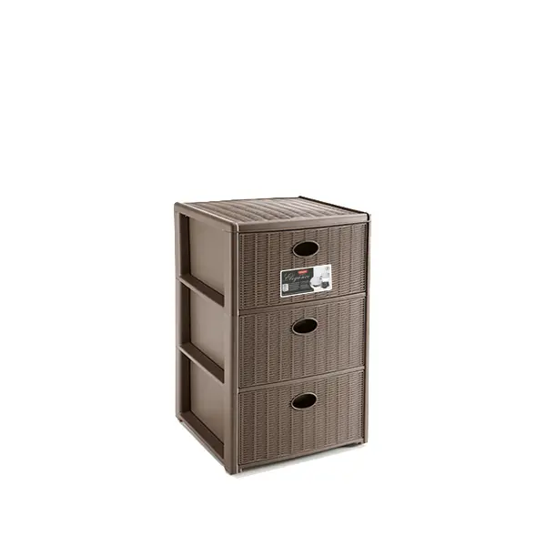 Stefanplast Cassettiera Elegance Rattan 3 Cassetti Tortora