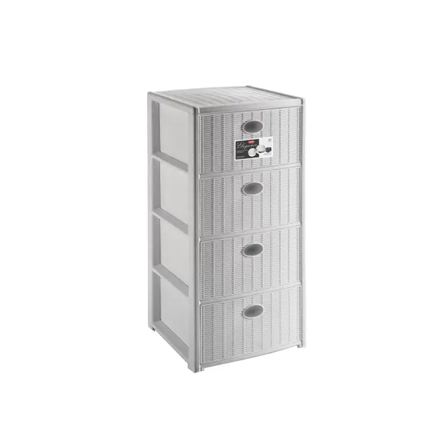 Stefanplast Cassettiera Elegance Rattan 4 Cassetti Bianco