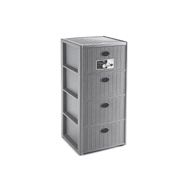Stefanplast Cassettiera Elegance Rattan 4 Cassetti Grigio