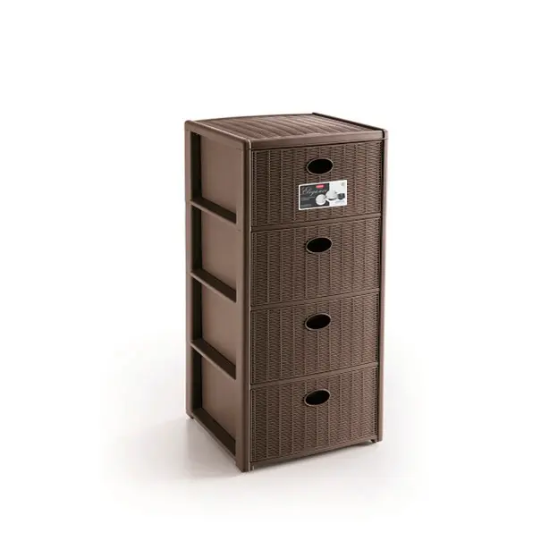 Stefanplast Cassettiera Elegance Rattan 4 Cassetti Tortora