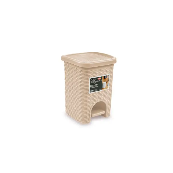 Stefanplast Elegance Pattumiera Bagno 6 Litri a Pedale in Polipropilene – Design Salvaspazio Effetto Midollino