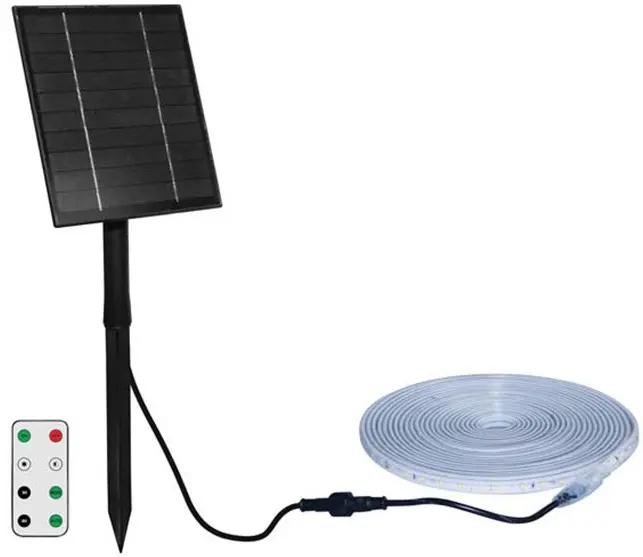Striscia LED da esterno 10m con pannello solare 40W 6000K luce fredda