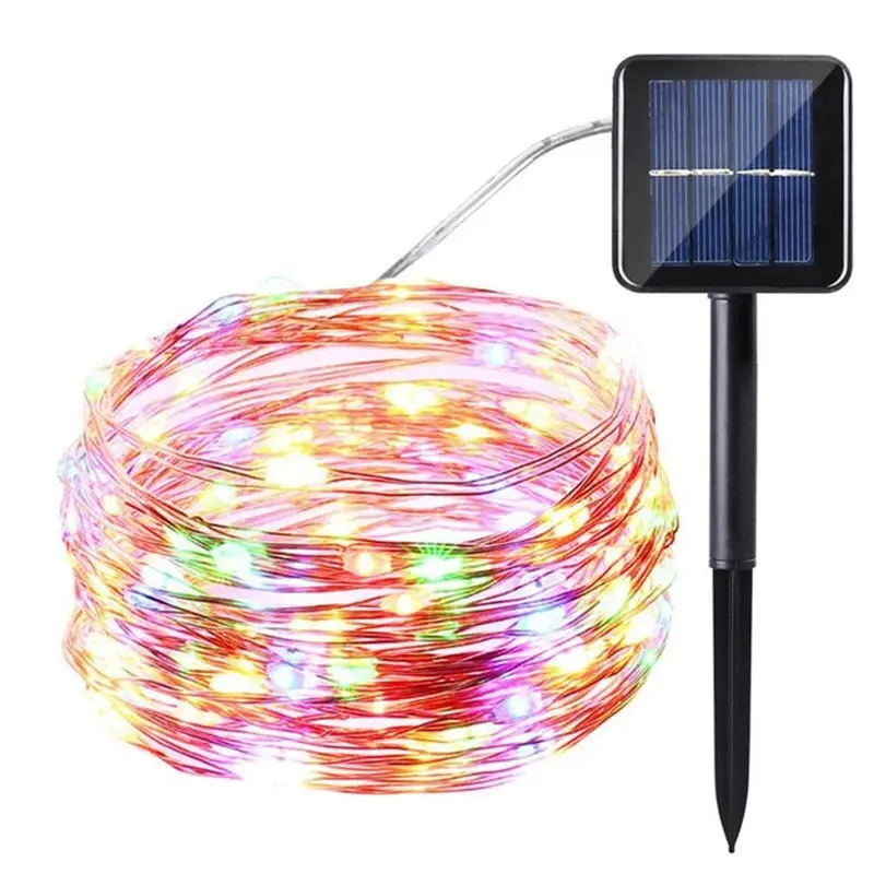 Striscia LED RGB in filo di rame 10m 100 LED con pannello solare