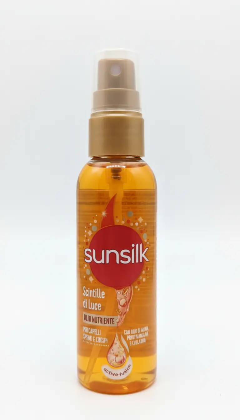 Sunsilk Olio Nutriente Scintille di Luce 75ml – Effetto Seta e Forza 2-in-1 – Con Olio di Argan del Marocco e Mandorle – Formula Ultraleggera per Capelli Secchi