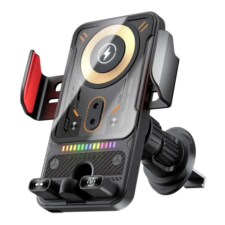 Supporto magnetico per telefono con blocco automatico e ricarica rapida F19 da 15 W, caricabatterie wireless per auto.
