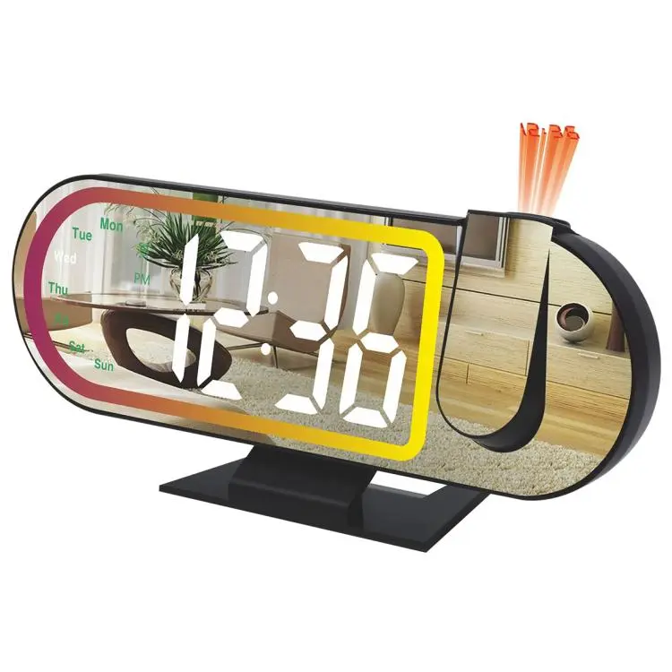Sveglia elettronica con display a LED DS-3827LP, proiezione a specchio con luce ambientale RGB.
