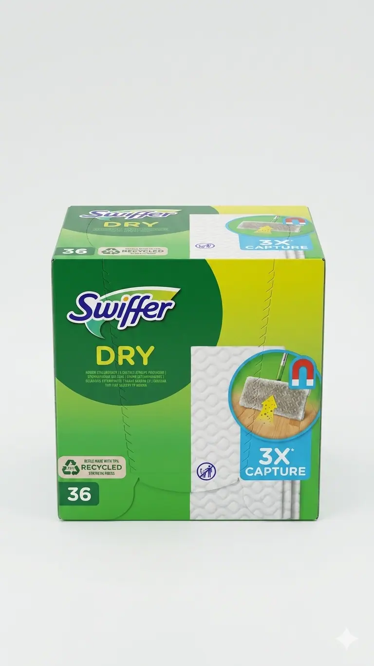 Swiffer 36 Panni Catturapolvere Dry | Ricariche per Scopa con Azione Elettrostatica | Cattura Polvere, Sporco e Peli | Formato Convenienza