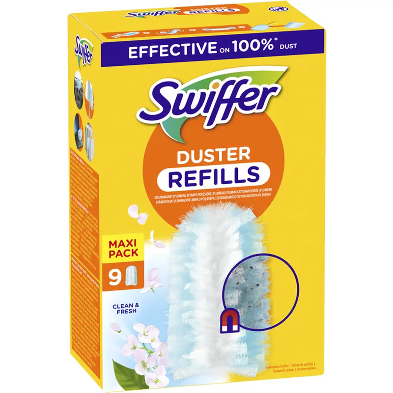 Swiffer Duster Maxi Pack 9 Piumini di Ricambio Profumati | Tecnologia Cattura & Blocca 100% della Polvere | Per Superfici Delicate ed Elettronica