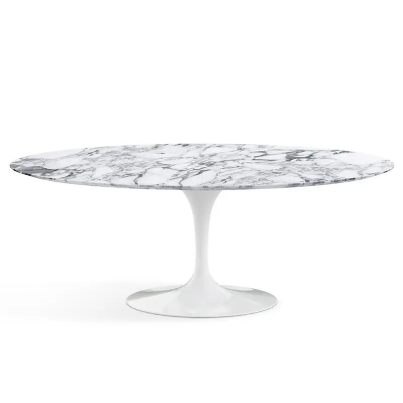 Tavolo Saarinen ovale 198 x 121 (base bianca piano in marmo arabescato)