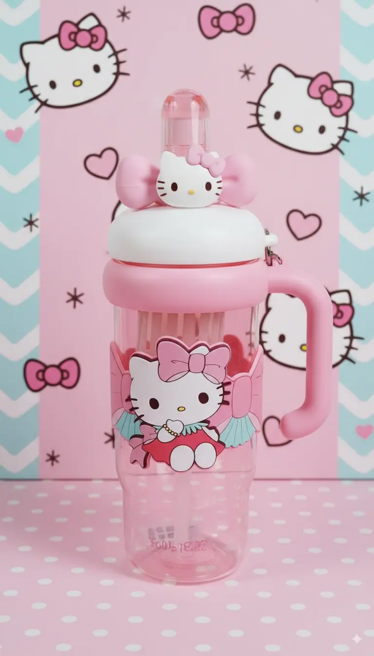 Tazza Termica Hello Kitty Sanrio | Design con Cannuccia e Manico