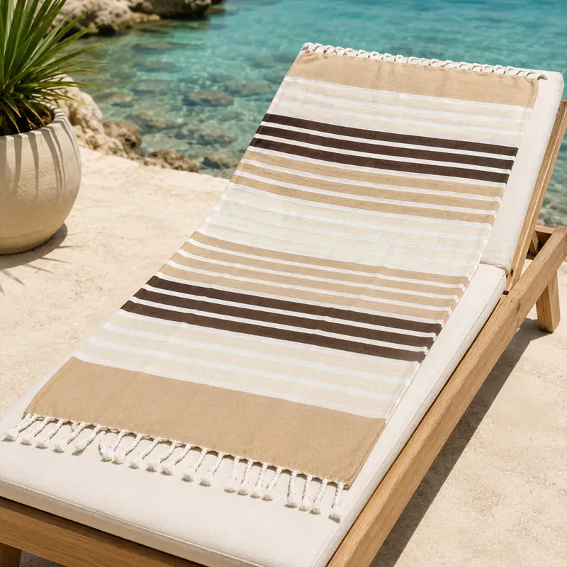 Telo Mare Fouta 100% Cotone Cogal Curacao 90x170 cm – Telo Spiaggia Leggero con Frange, Pareo, Copertura Lettino e Telo Viaggio