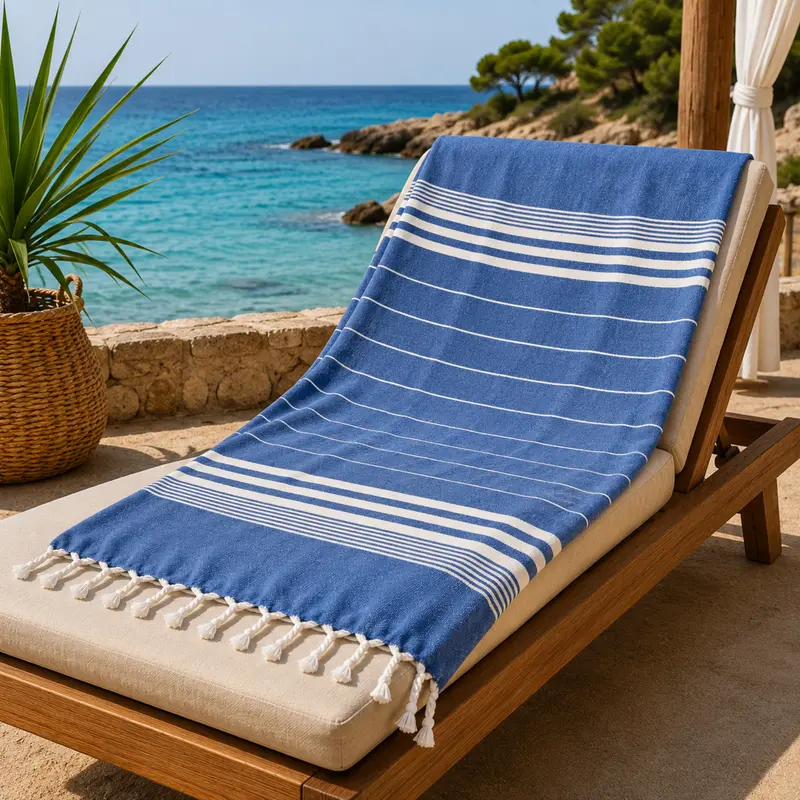 Telo Mare Fouta 100% Cotone Cogal Guadalupa 90x170 cm – Telo Mare Leggero Salvaspazio con Frange – Pareo Copricostume Sciarpa Coprispalle Multiuso