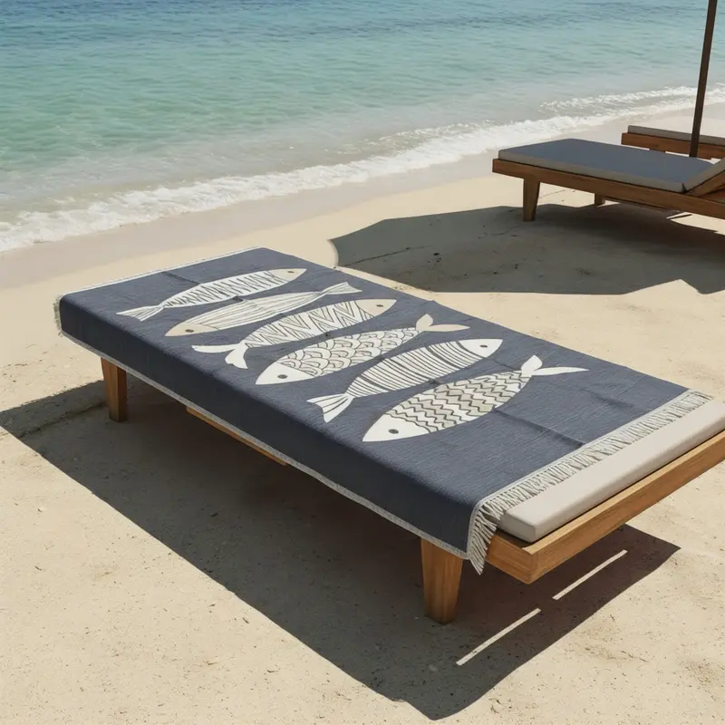 Telo Mare Maison Sucrée in Cotone 90x180 cm con Frange Art Correnti – Asciugamano Mare Jacquard Elegante e Assorbente