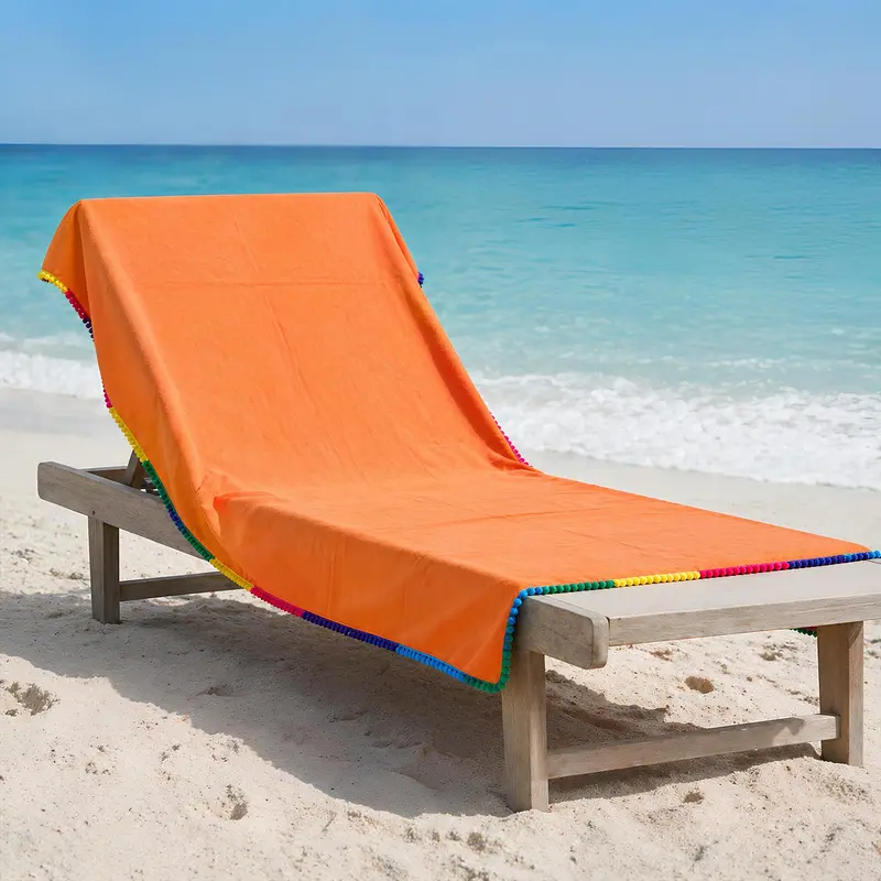 Telo Mare Microfibra 86x165 cm Fancy Home Zante – Asciugamano Spiaggia Ultra Leggero Asciugatura Rapida con Pon Pon Colorati