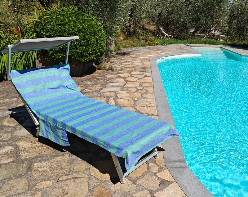 Telo mare per lettino da spiaggia, modello Versilia, con tasche e cuscino