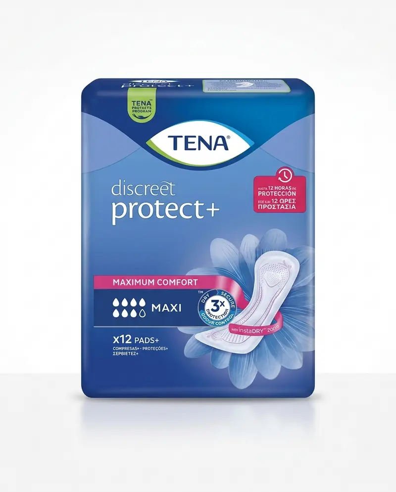 TENA Discreet Maxi 12 Pezzi – Protezione Assorbente Alta Performance Tecnologia instaDRY