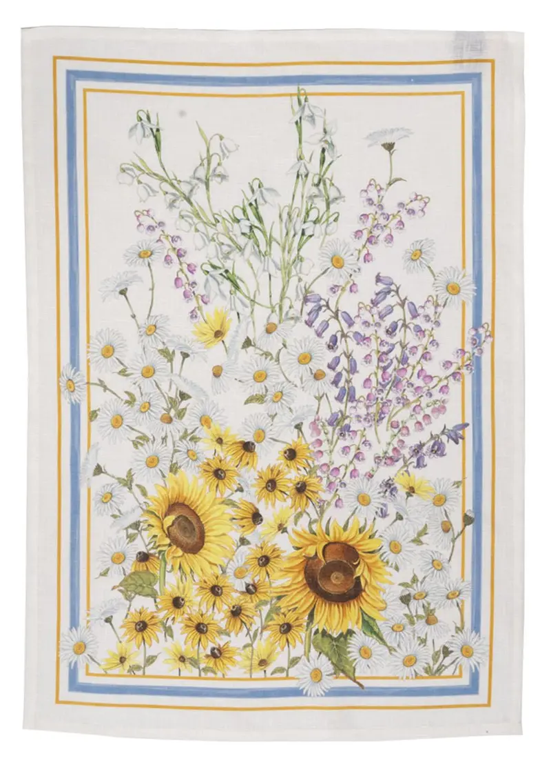 Tessitura Toscana Telerie Sungarden Girasoli Canovaccio da Cucina in Lino