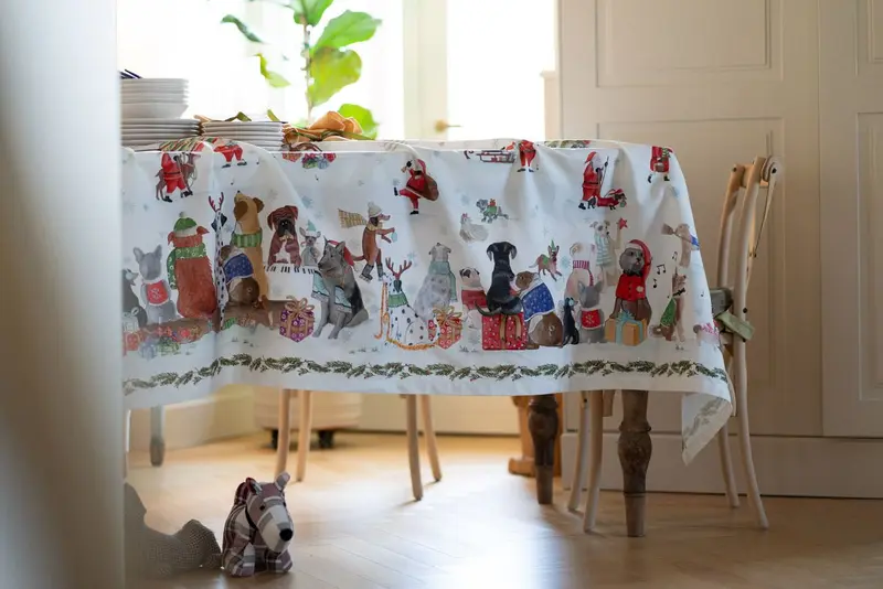 Tessitura Toscana Telerie Tovaglia In Cotone x12 Jingle Woof